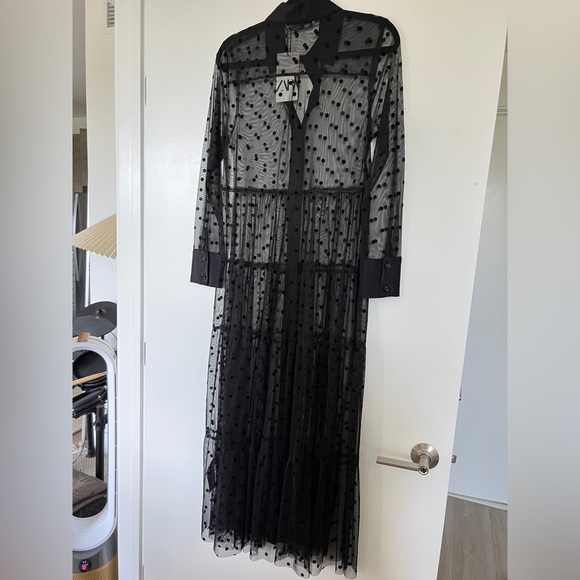 NWT Zara polkadot tulle maxi vest dress size XS - Picture 4 of 4
